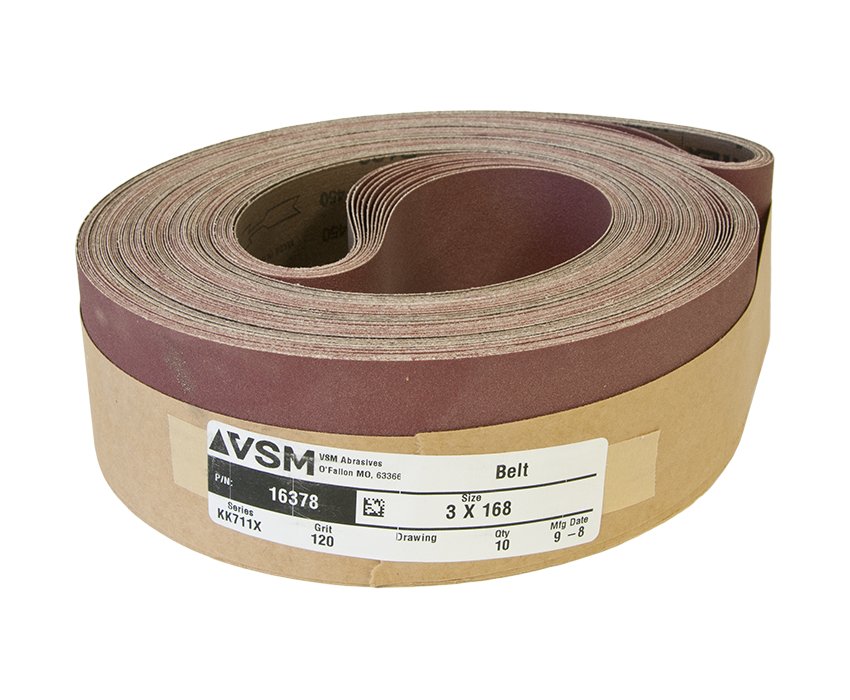 VSM Abrasive Sanding Belts 3" x 168" 120 Grit A/O - Infinish