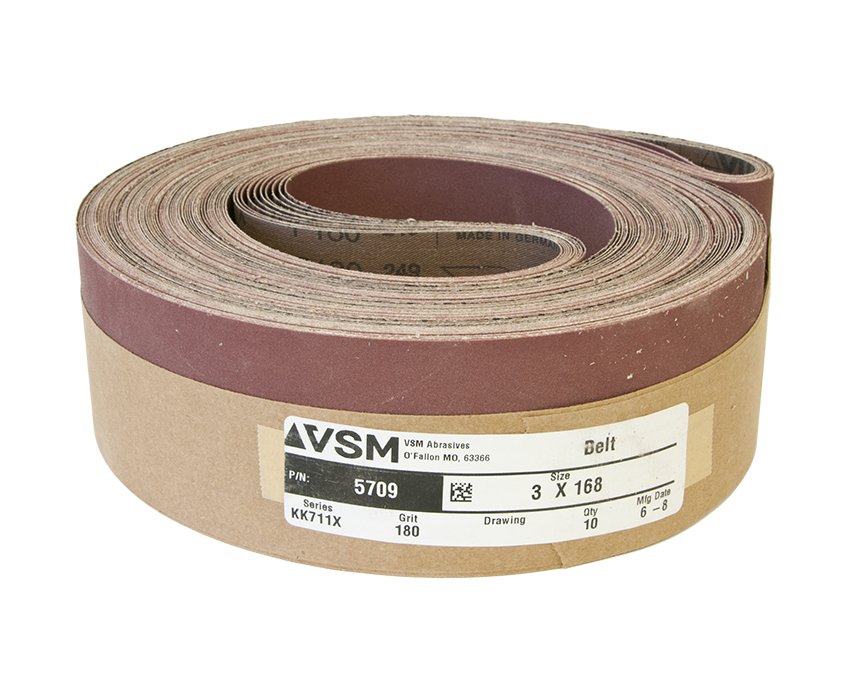 VSM Abrasive Sanding Belts 3" x 168" 180 Grit A/O - Infinish