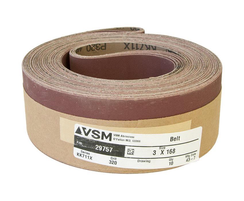 VSM Abrasive Sanding Belts 3" x 168" 320 Grit A/O - Infinish