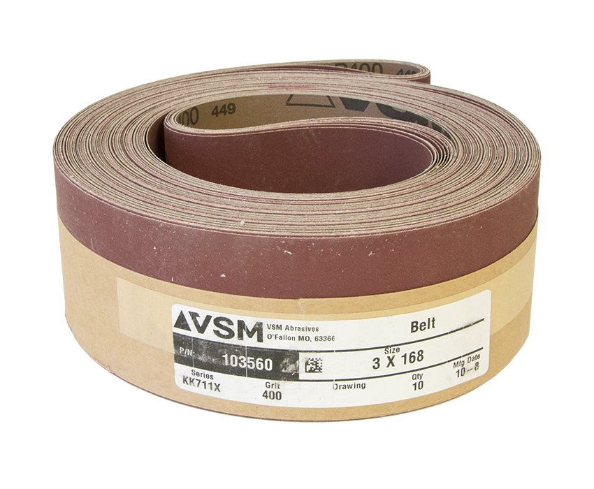 VSM Abrasive Sanding Belts 3" x 168" 400 Grit A/O - Infinish