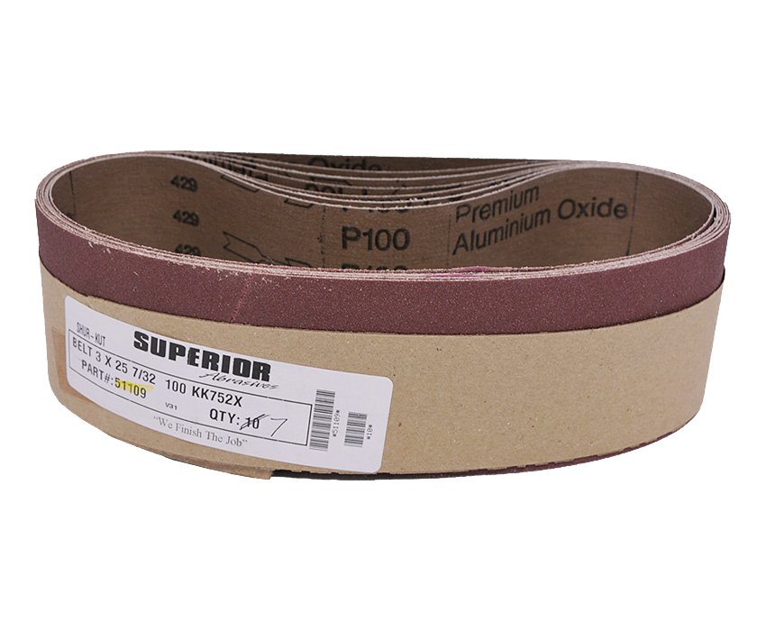 VSM Abrasive Sanding Belts 3" x 25 - 7/32" 100 Grit A/O - Infinish